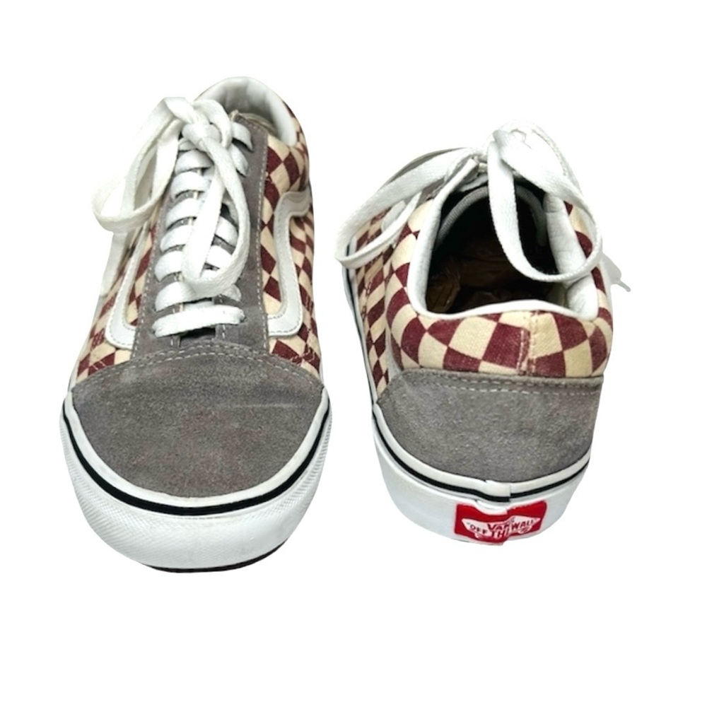 NEW VANS Old Skool Checkerboard Sneakers Burgundy Gray Suede Size 6.5